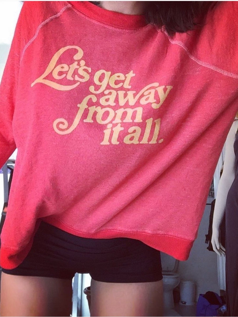 Women's Graphic Crewneck Sweatshirt - 'Let's Get Away From It All' by: Wildfox